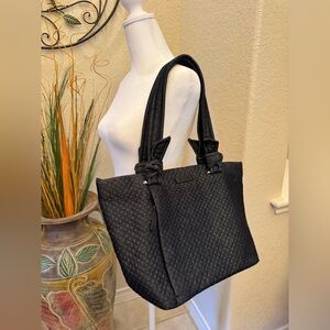 Vera Bradley Hadley East West Quilted Tote in Dark Blue Denim EUC